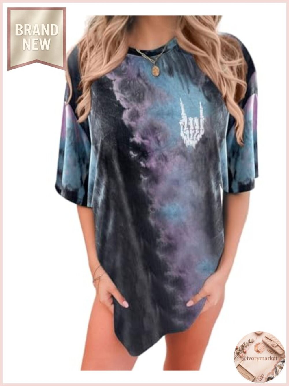 Oversized Gothic Graphic Tee Plus Size Skull Tie Dye Crew Neck